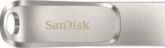 Sandisk Ultra Dual Drive Luxe 128GB USB 3.1 Стик с връзка USB-C & USB-A Сребрист
