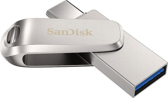 Sandisk Ultra Dual Drive Luxe 256GB USB 3.1 Stick with connection USB-C & USB-A Silver