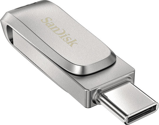 Sandisk Ultra Dual Drive Luxe 256GB USB 3.1 Stick with connection USB-C & USB-A Silver