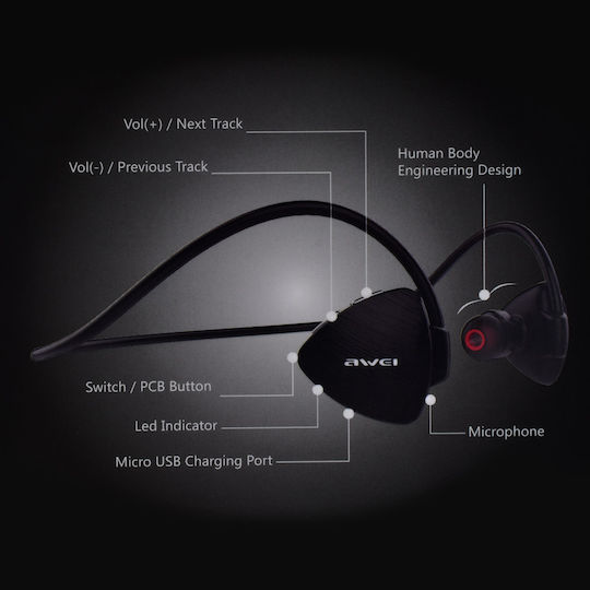 Awei A847BL In-ear Bluetooth Handsfree Earphones with Sweat Resistance Black