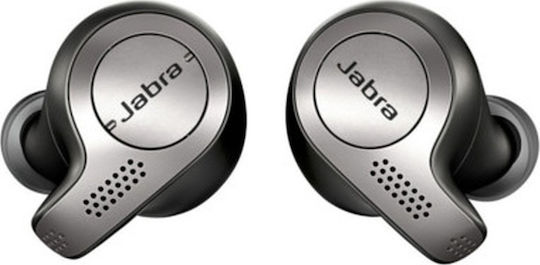 Jabra Elite 65t In-ear Bluetooth Handsfree Ακουστικά με Αντοχή στον Ιδρώτα και Θήκη Φόρτισης Titanium Black