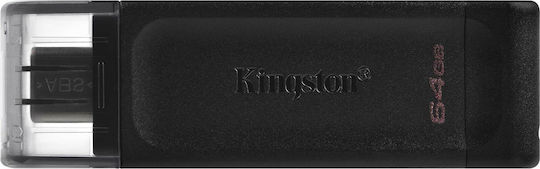 Kingston DataTraveler 70 64GB USB 3.2 Stick με σύνδεση USB-C Μαύρο