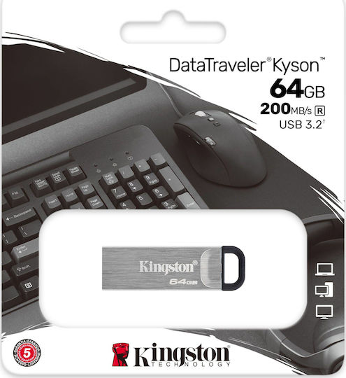 Kingston DataTraveler Kyson 64GB USB 3.2 Stick Silver