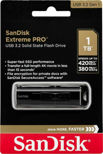 Sandisk Extreme Pro 1TB USB 3.2 Stick Μαύρο