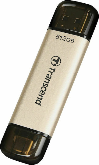Transcend JetFlash 930C 512GB USB 3.1 Stick με σύνδεση USB-A & USB-C Χρυσό