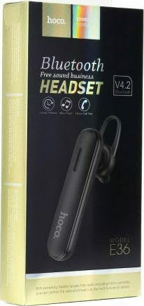 Hoco E36 Earbud Bluetooth Handsfree Ακουστικό Μαύρο