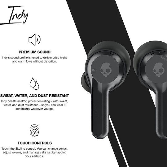 Skullcandy Indy In-ear Bluetooth Handsfree Earphones with Sweat Resistance and Charging Case Black