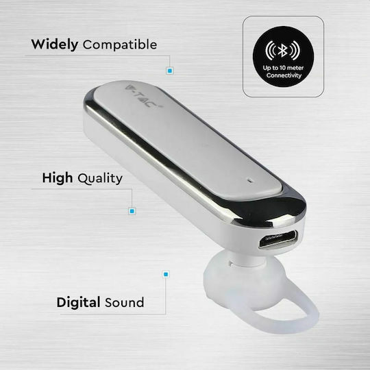 V-TAC VT-6800 Earbud Bluetooth хендсфри Слушалка Сребрист