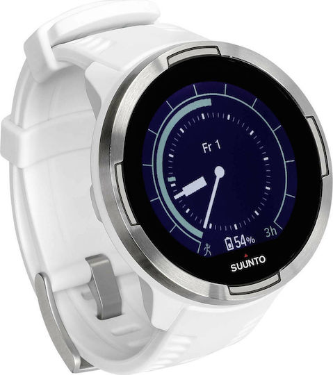 Suunto 9 Baro Stainless Steel 50mm Waterproof Smartwatch with Heart Rate Monitor (White)