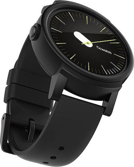 Ticwatch E 45mm Smartwatch με Παλμογράφο (Μαύρο)
