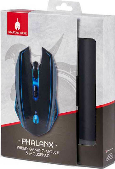 Spartan Gear Phalanx + MousePad Геймърско Мишка 3000 DPI Черен