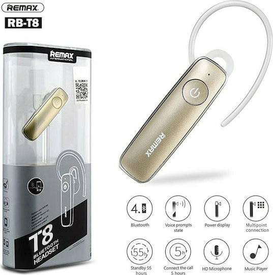 Remax RB-T8 Earbud Bluetooth хендсфри Слушалка Златист
