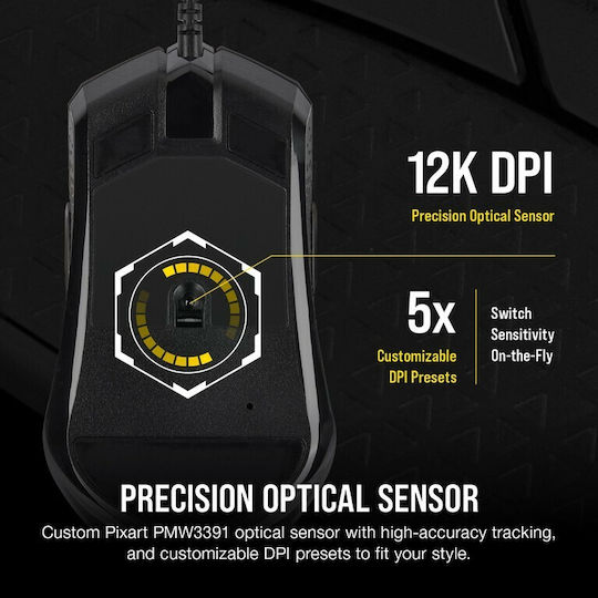 Corsair M55 RGB Pro Gaming Gaming Maus 12400 DPI Schwarz