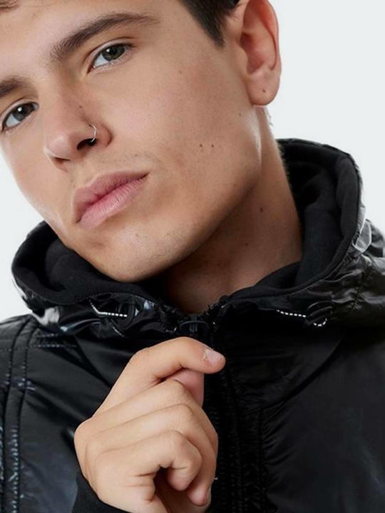 Herren Jacke mit Kapuze Schwarz