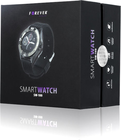 Forever SW-100 Smartwatch με Παλμογράφο (Μαύρο)
