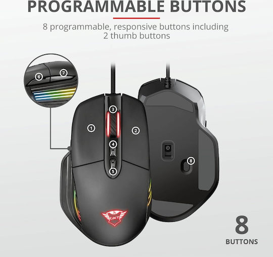 Trust GXT 940 Xidon RGB Gaming Ποντίκι 10000 DPI Μαύρο