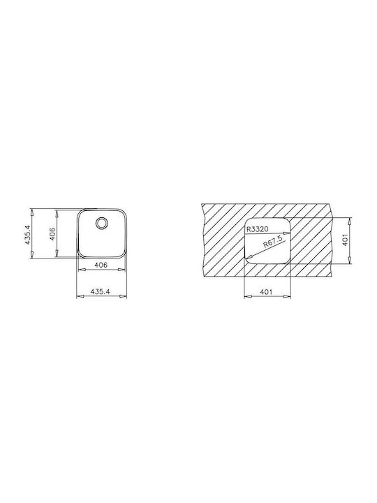 Teka BE 40.40 Plus Υποκαθήμενος Νεροχύτης Inox Σατινέ Μ43.5xΠ43.5cm Ασημί