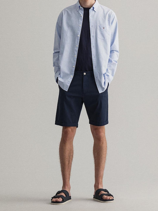 Long-sleeved Cotton Shirt Light Blue