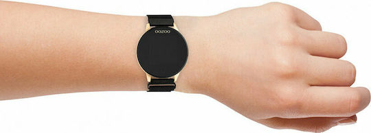 Oozoo Q00118 Stainless Steel 43mm Smartwatch with Heart Rate Monitor (Black / Gold)