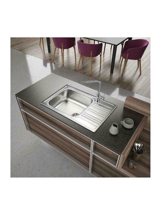 Fortinox Valley 25105 Ένθετος Νεροχύτης Inox Σατινέ Μ78xΠ50cm Ασημί
