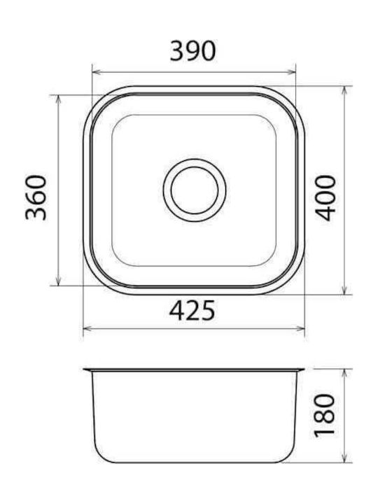 Fortinox Valley 28043 107-28043-110 28043-110 Undermount Sink Inox Satin W42.5xD40cm Silver