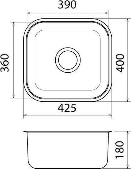 Fortinox Valley 28043 107-28043-110 28043-110 Поддръжка Мивка Inox Сатен Ш42.5xД40см Сребрист