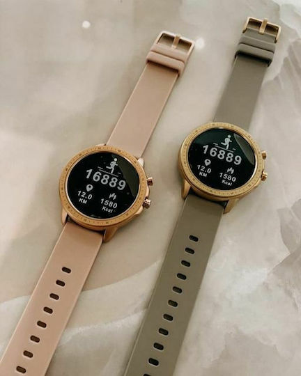 Oozoo Q00324 45mm Smartwatch με Παλμογράφο (Ροζ Χρυσό)