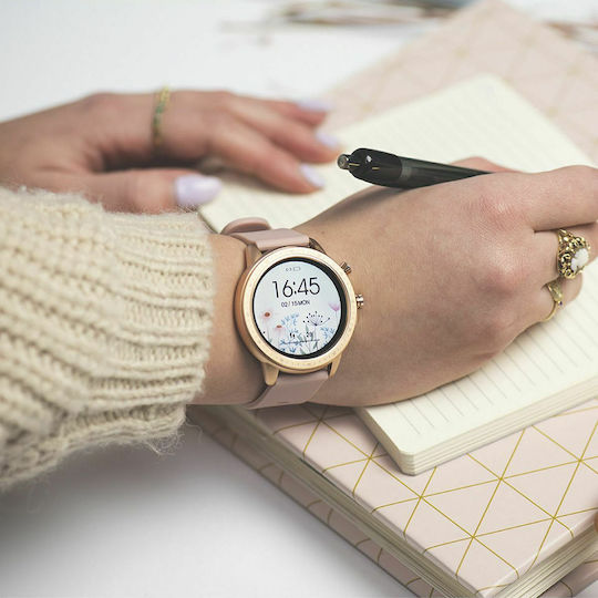 Oozoo Q00324 45mm Smartwatch με Παλμογράφο (Ροζ Χρυσό)