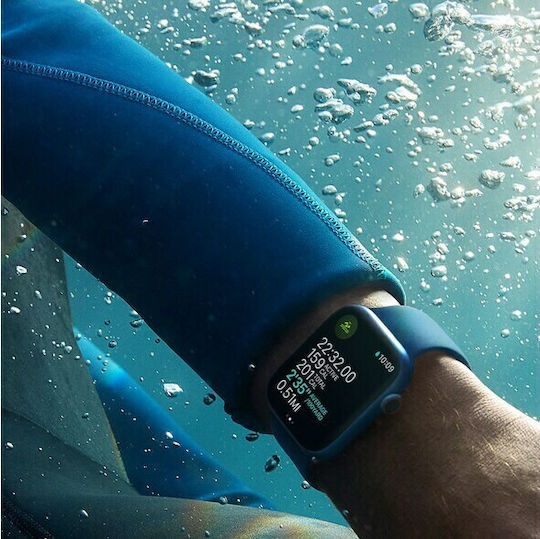 Apple Watch Series 7 Nike Aluminium 45mm Αδιάβροχο με Παλμογράφο (Starlight)
