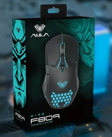Aula Wind F809 RGB Gaming Gaming Maus 3200 DPI Schwarz