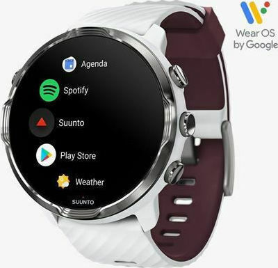 Suunto 7 50мм Водоустойчив Смартчасовник с Пулсомер (White Burgundy)