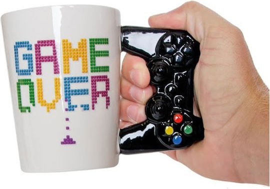 I-Total "Game Over" Τηλεχειριστήριο Κούπα Κεραμική Λευκή 380ml