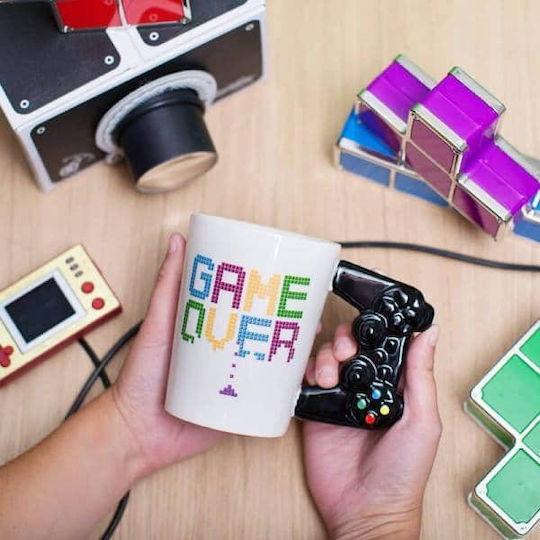 I-Total "Game Over" Τηλεχειριστήριο Κούπα Κεραμική Λευκή 380ml