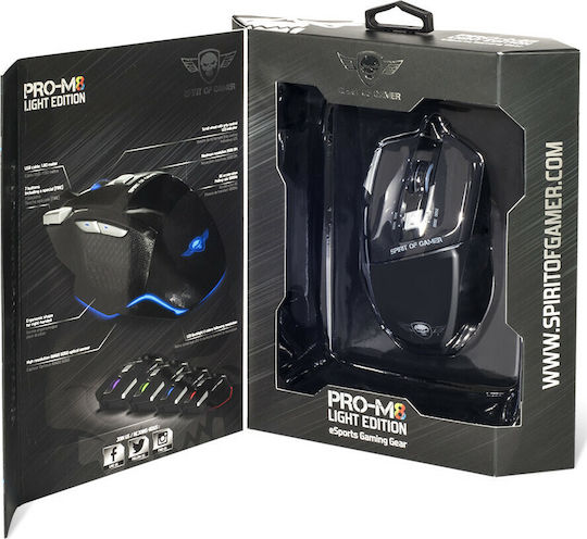 Spirit of Gamer PRO-M8 Light Edition Gaming Ποντίκι 3500 DPI Μαύρο
