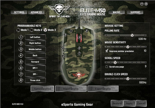 Spirit of Gamer M50 Army Edition RGB Gaming Ποντίκι 4000 DPI Πράσινο