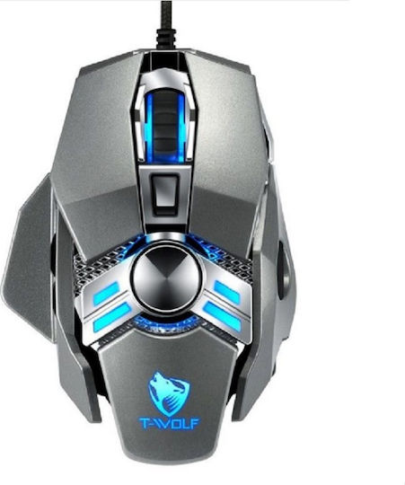 Thunder Wolf V10 Luminous Aggravated RGB Gaming Mouse 6400 DPI Silver