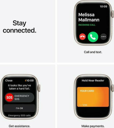 Apple Watch Series 7 Aluminium 45mm Waterproof with Heart Rate Monitor (Starlight)