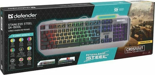 Defender GK-150DL Stalker Gaming Keyboard with Illuminated Keys (English US) Silver