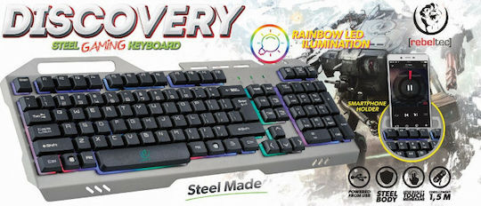 Rebeltec Discovery Gaming Πληκτρολόγιο με RGB φωτισμό (Αγγλικό US) Ασημί