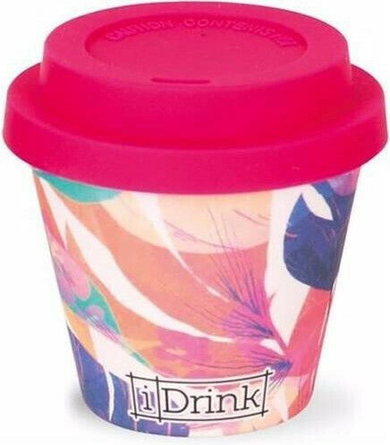 iDrink Flowers Becher Bamboo mit Deckel Rosa 90ml