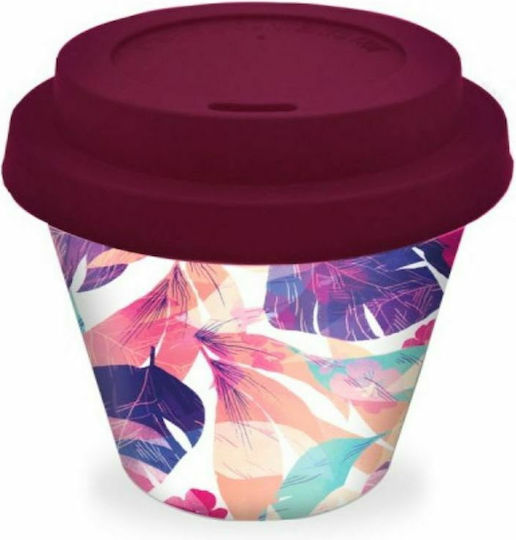 iDrink Flowers Becher Bamboo mit Deckel Rosa 90ml