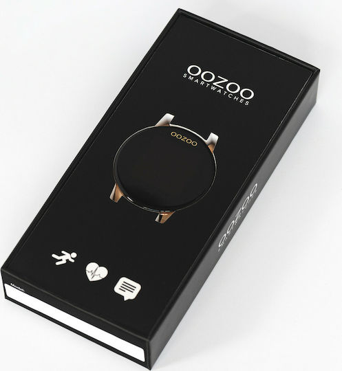 Oozoo Q00113 Stainless Steel 43mm Smartwatch με Παλμογράφο (Μαύρο)