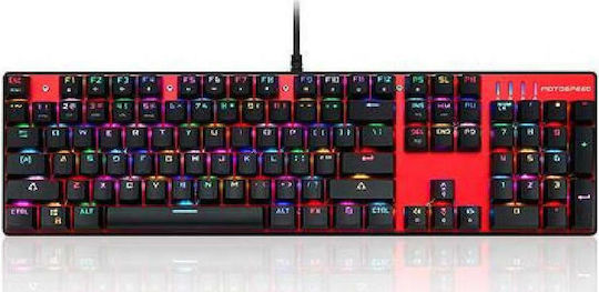 Motospeed Inflictor CK104 Gaming Μηχανικό Πληκτρολόγιο με Outemu Blue διακόπτες και RGB φωτισμό (Αγγλικό US) Κόκκινο