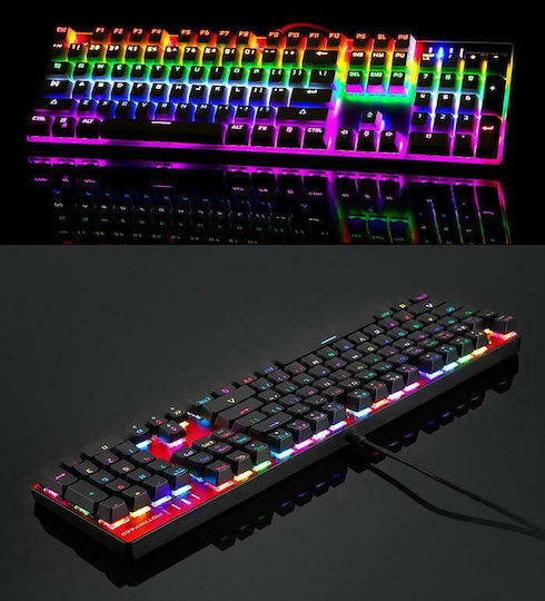 Motospeed Inflictor CK104 Gaming Μηχανικό Πληκτρολόγιο με Outemu Blue διακόπτες και RGB φωτισμό (Αγγλικό US) Κόκκινο