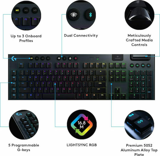 Logitech G915 Lightspeed Drahtlos Gaming Mechanische Tastatur mit GL Taktil Schaltern und RGB-Beleuchtung (Englisch US)