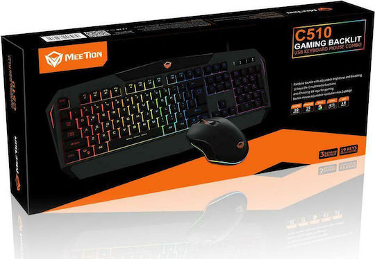 Meetion C510 Σετ Gaming Πληκτρολόγιο με RGB φωτισμό & Ποντίκι (Αγγλικό US)