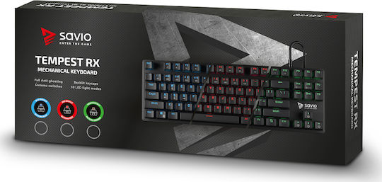 Savio Tempest RX Gaming Mechanical Keyboard Tenkeyless with Outemu Red switches and Illuminated keys (English US)