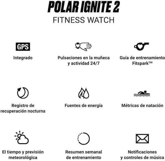 Polar Ignite 2 Stainless Steel 43mm Waterproof Smartwatch with Heart Rate Monitor (Champagne)