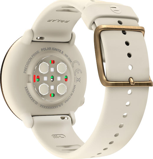 Polar Ignite 2 Stainless Steel 43mm Waterproof Smartwatch with Heart Rate Monitor (Champagne)