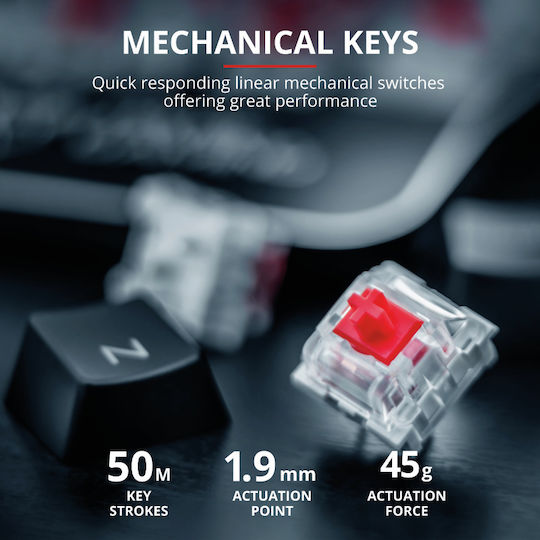 Trust GXT 865 Asta Gaming Mechanische Tastatur mit GTX-Rot Schaltern und RGB-Beleuchtung (Englisch US) Gray